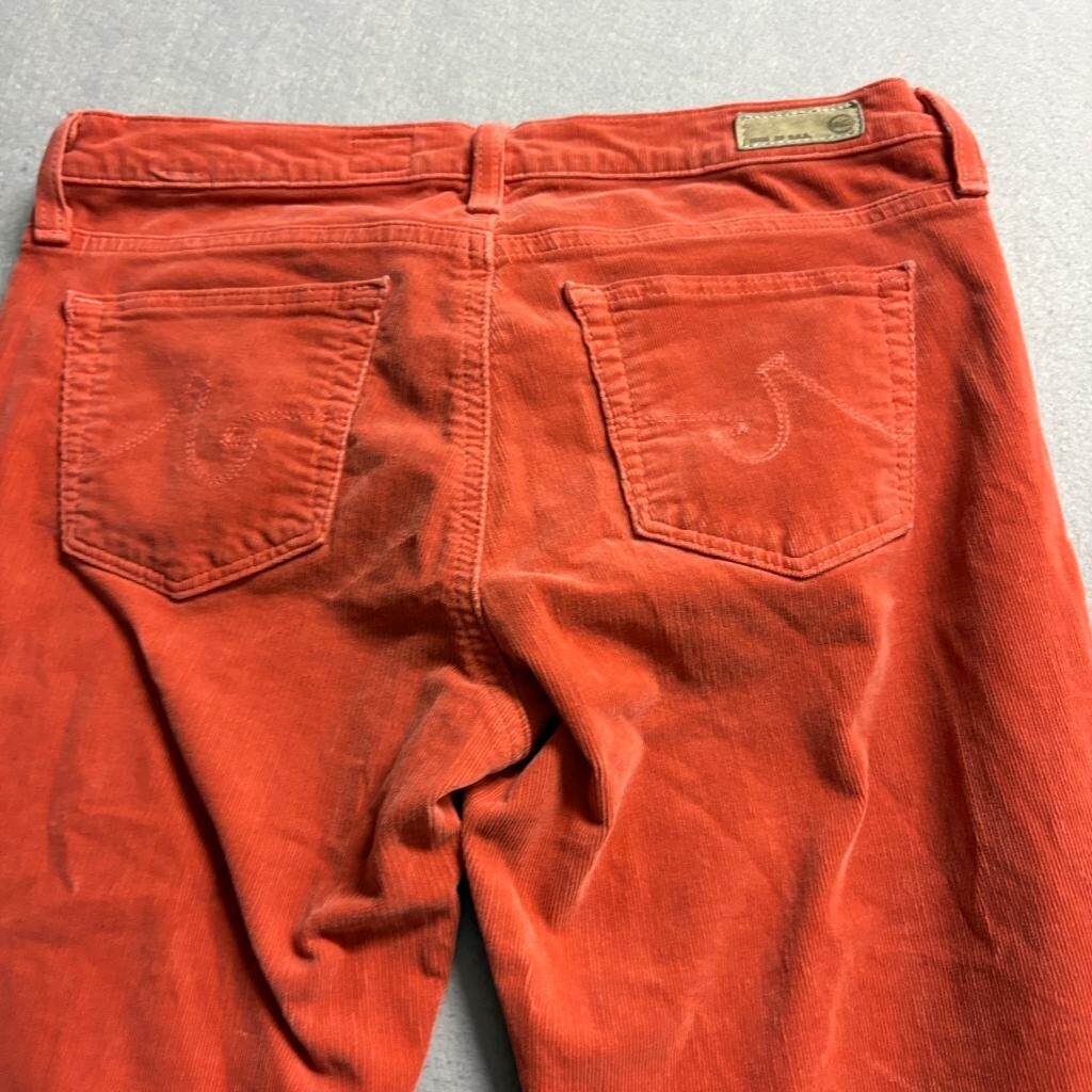 AG Adriano Goldschmied The Stevie Corduroy Pants Womens 29R Orange Slim Straight