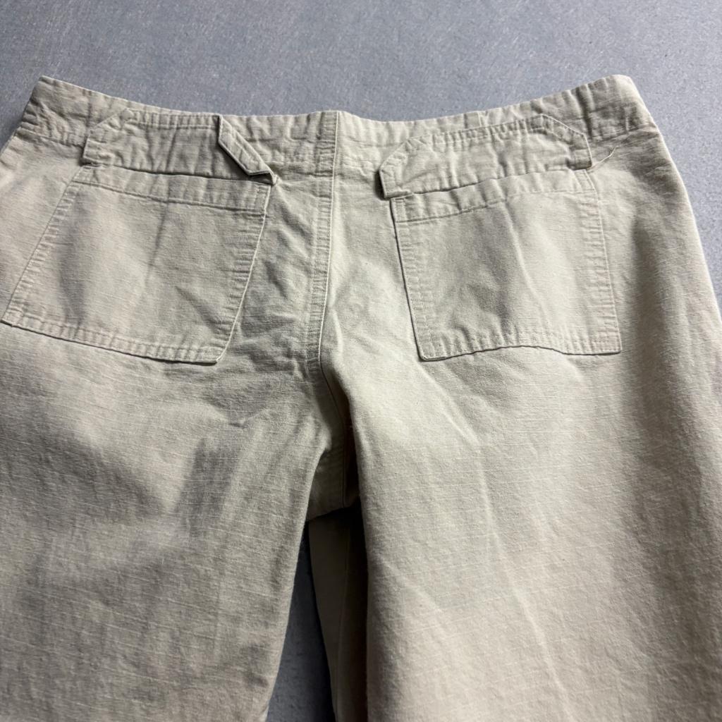 Forever 21 Womens Pants Large Beige Cotton Drawstring Wide Leg Utility Cargo Y2K