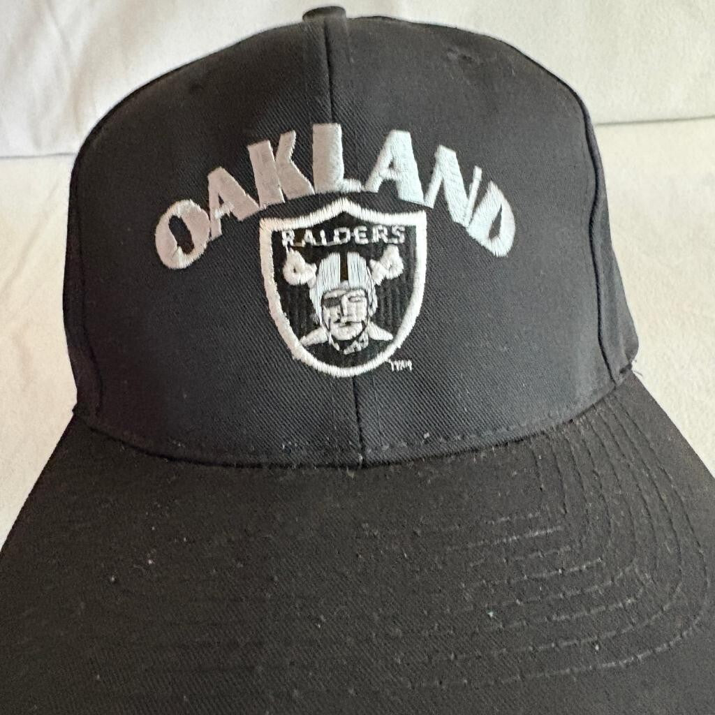 Vintage Oakland Raiders Snapback Hat Logo 7 Team NFL Cap Black Green Under Visor