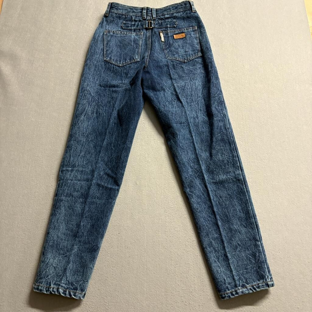 Vintage Wayne Acid Wash Jeans L/30 High Rise Tapered Leg Blue Denim Taiwan