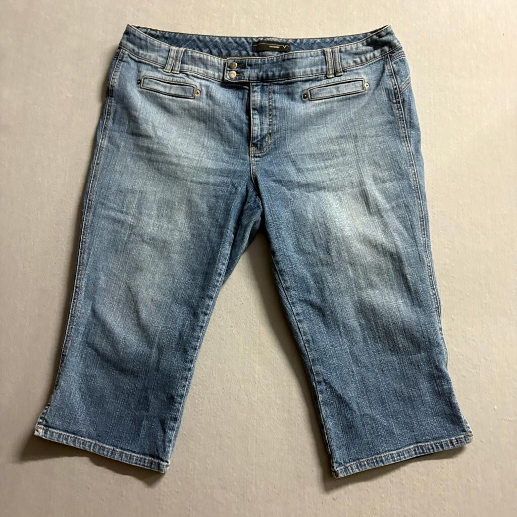Venezia Jeans Womens Plus Size 20 Blue Denim Capri Crop Pants Stretch