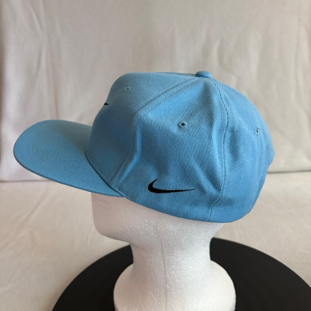 Vintage Nike Swoosh Snapback Hat Light Blue Wool Blend Sam's Cap Made in Korea