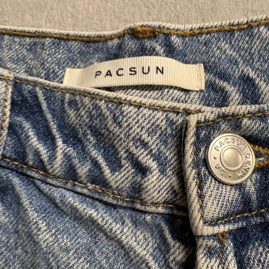 PacSun Womens High Rise Straight Leg Jeans Blue Acid Wash Raw Hem Size 27