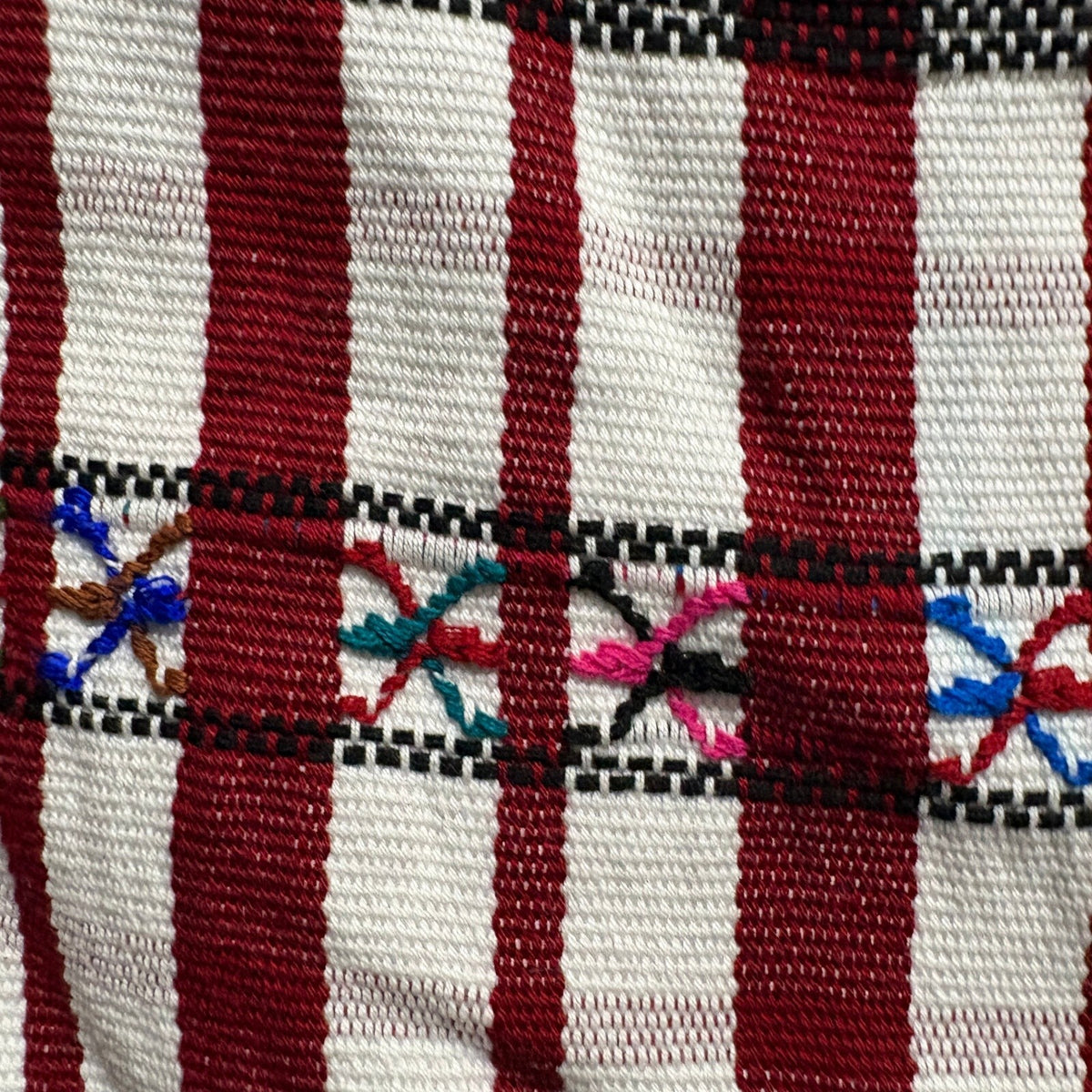 Vintage Handwoven Peruvian Llama Crossbody Bag Red White Striped Fringe Boho