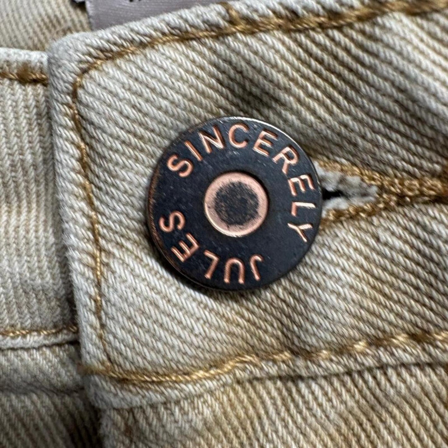 Sincerely Jules Utility Cargo Pants Womens Size 7/27 Beige Tan Straight Leg