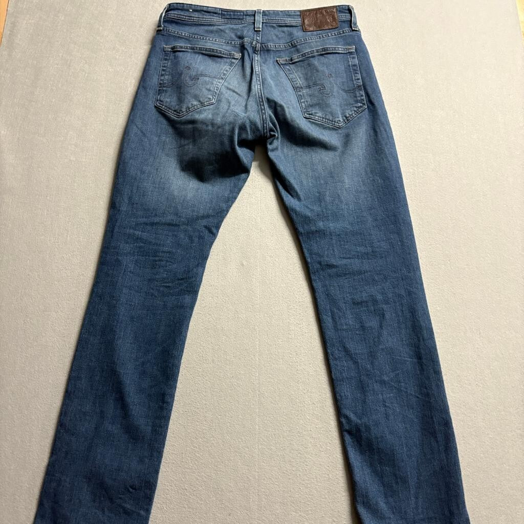 AG Adriano Goldschmied Everett Slim Straight Jeans Mens 33x34 Blue Italian