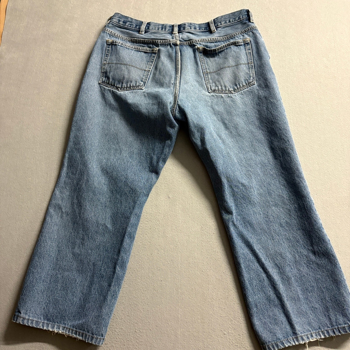 Big Mac Workwear Mens Blue Jeans 38x30 Distressed Denim Straight Leg Pants