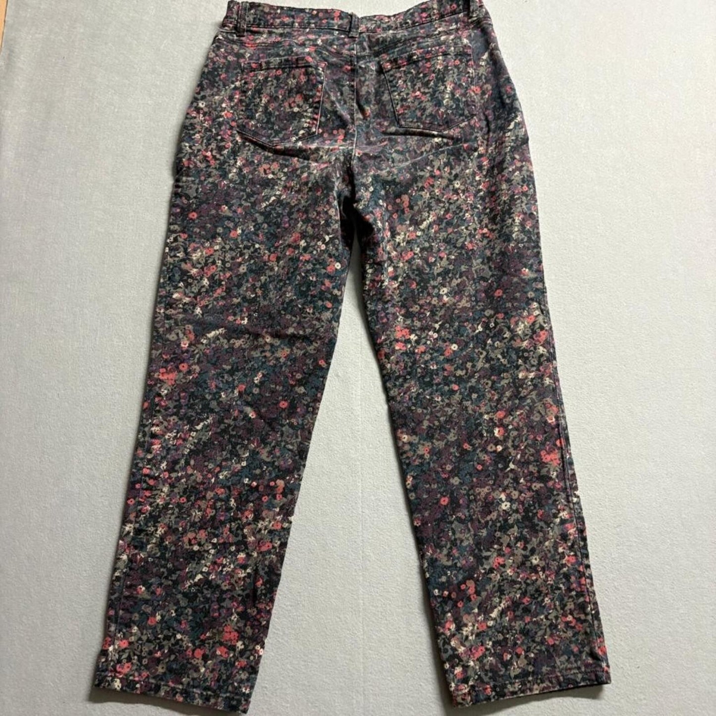 Gloria Vanderbilt Amanda Jeans Womens 12 Floral Print High Rise Straight Leg