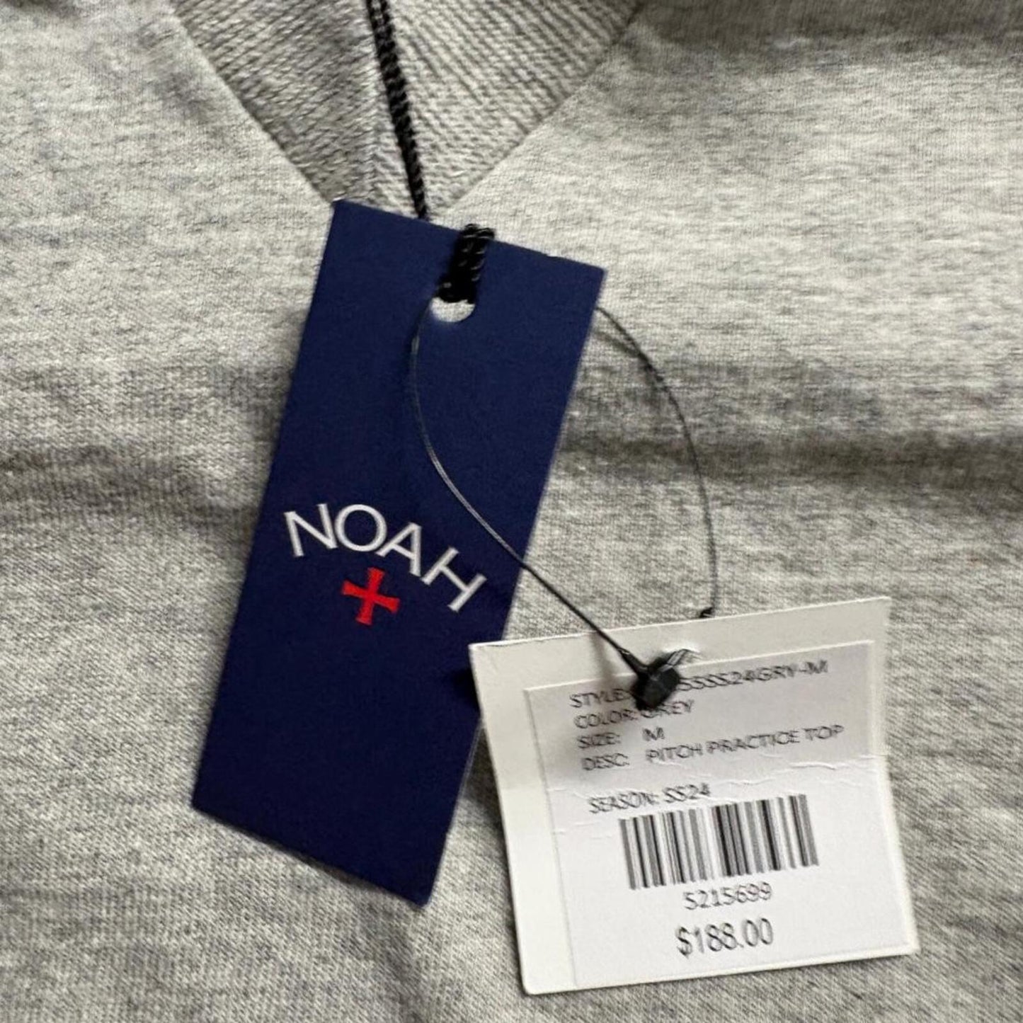 Noah NY Pitch Practice Top Polo Mens Medium Grey Striped Long Sleeve Rugby Shirt