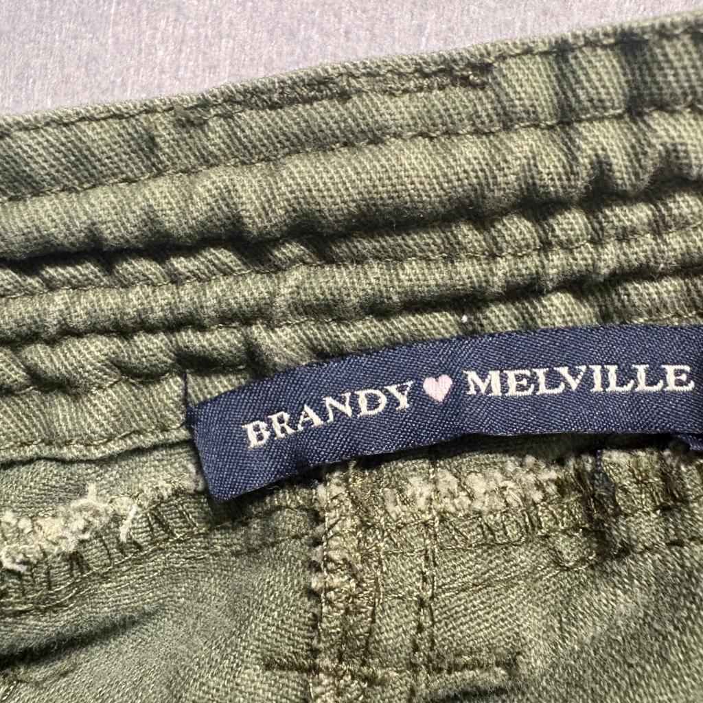 Brandy Melville J Galt Cargo Pants Womens Olive Green Wide Leg Drawstring