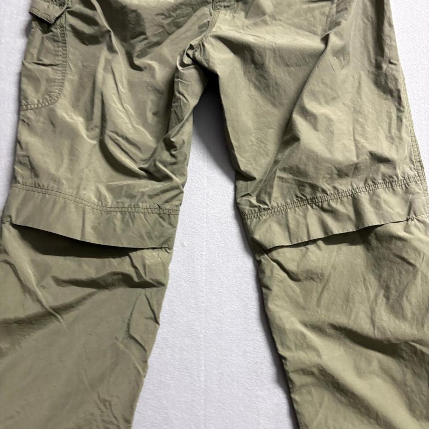 Lands End Cargo Pants Womens 16 Green Roll Up Convertible Hiking Outdoor Cotton