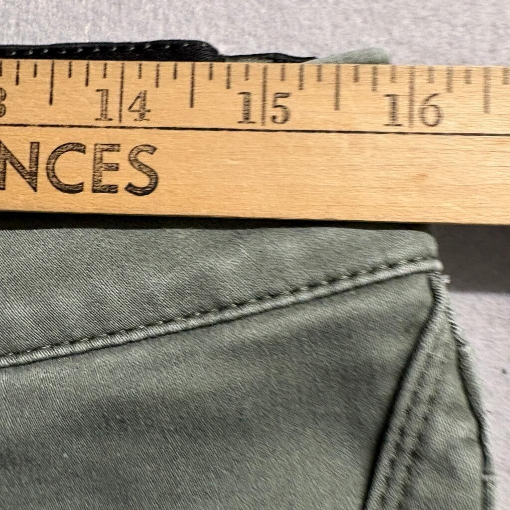 G.H. Bass & Co Women Jeans Size 12 Olive Green Stretch Ankle Crop Skinny Denim
