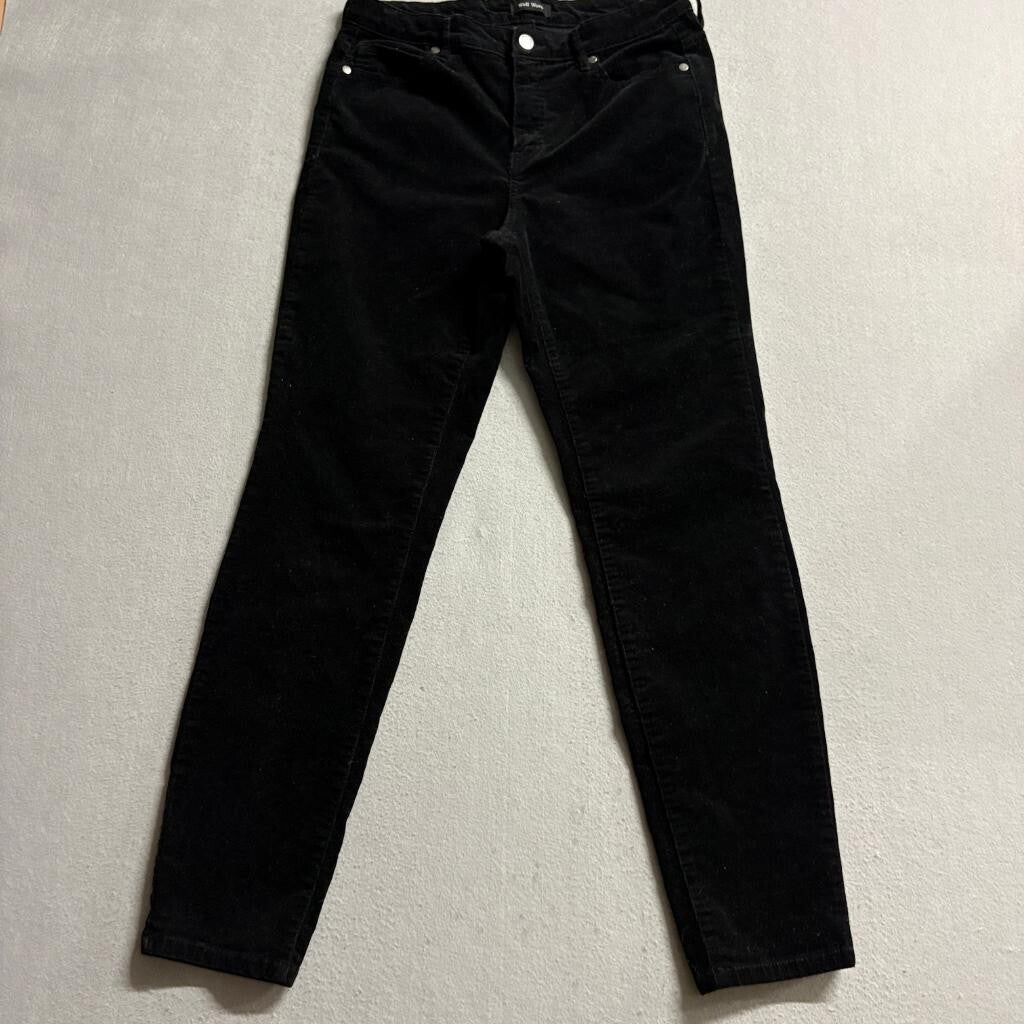 Well Worn Womens Corduroy Pants Black Skinny High Rise Stretch Size 28x28