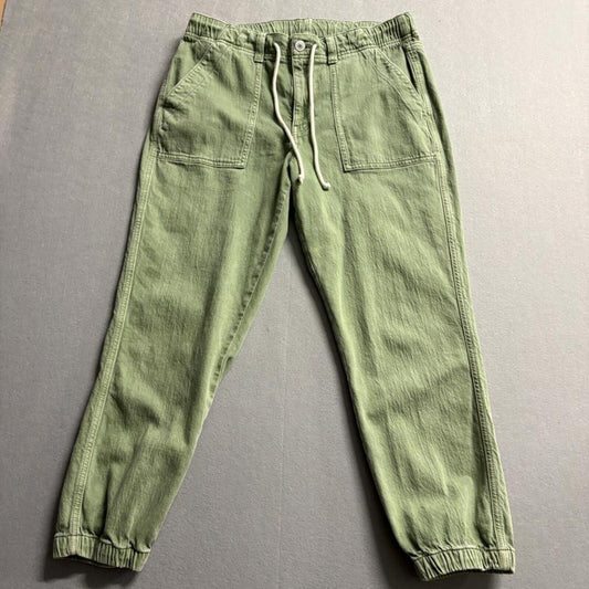 American Eagle Jogger Pants Womens 12 Regular Green Denim Stretch Elastic Waist