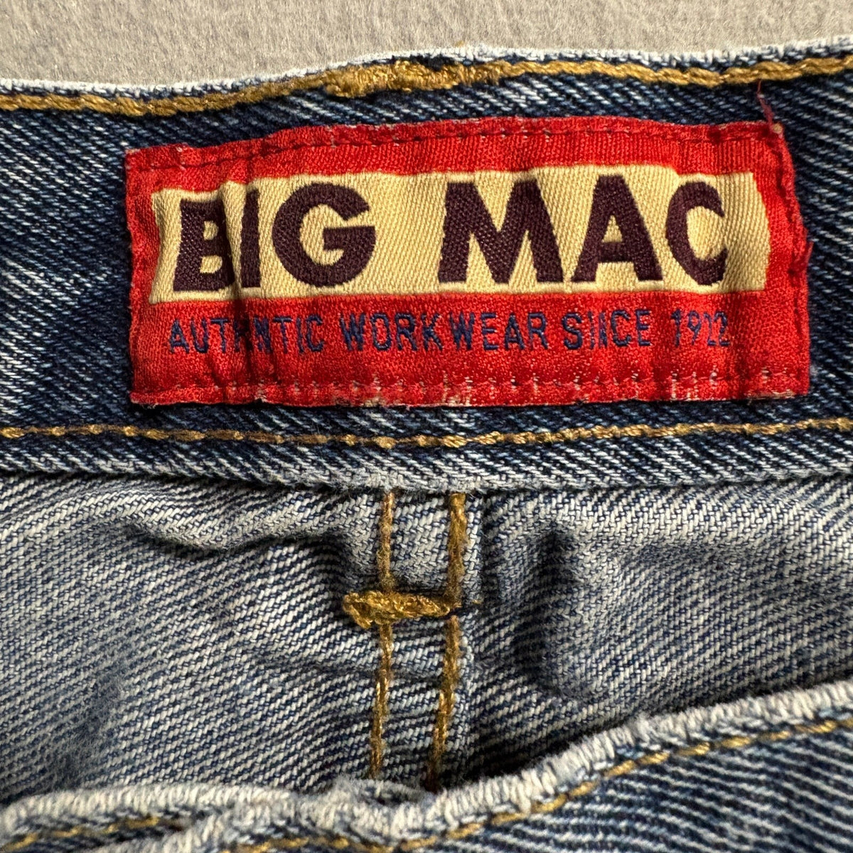Big Mac Workwear Mens Blue Jeans 38x30 Distressed Denim Straight Leg Pants