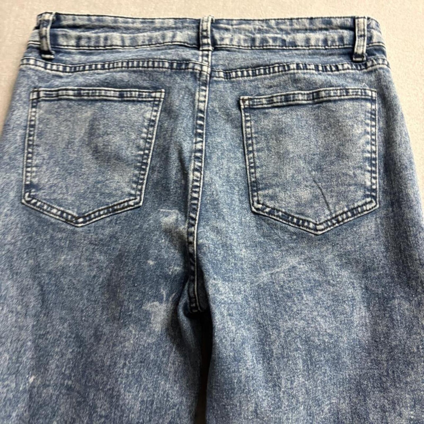 Between Us Cargo Jeans Womens Size 15 Acid Wash Blue Denim Straight Leg Stretch