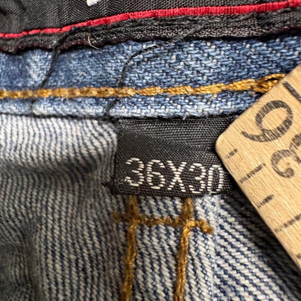 Oscar Jeans Selected Mens 36x30 Blue Denim Straight Leg 100% Cotton Jeans