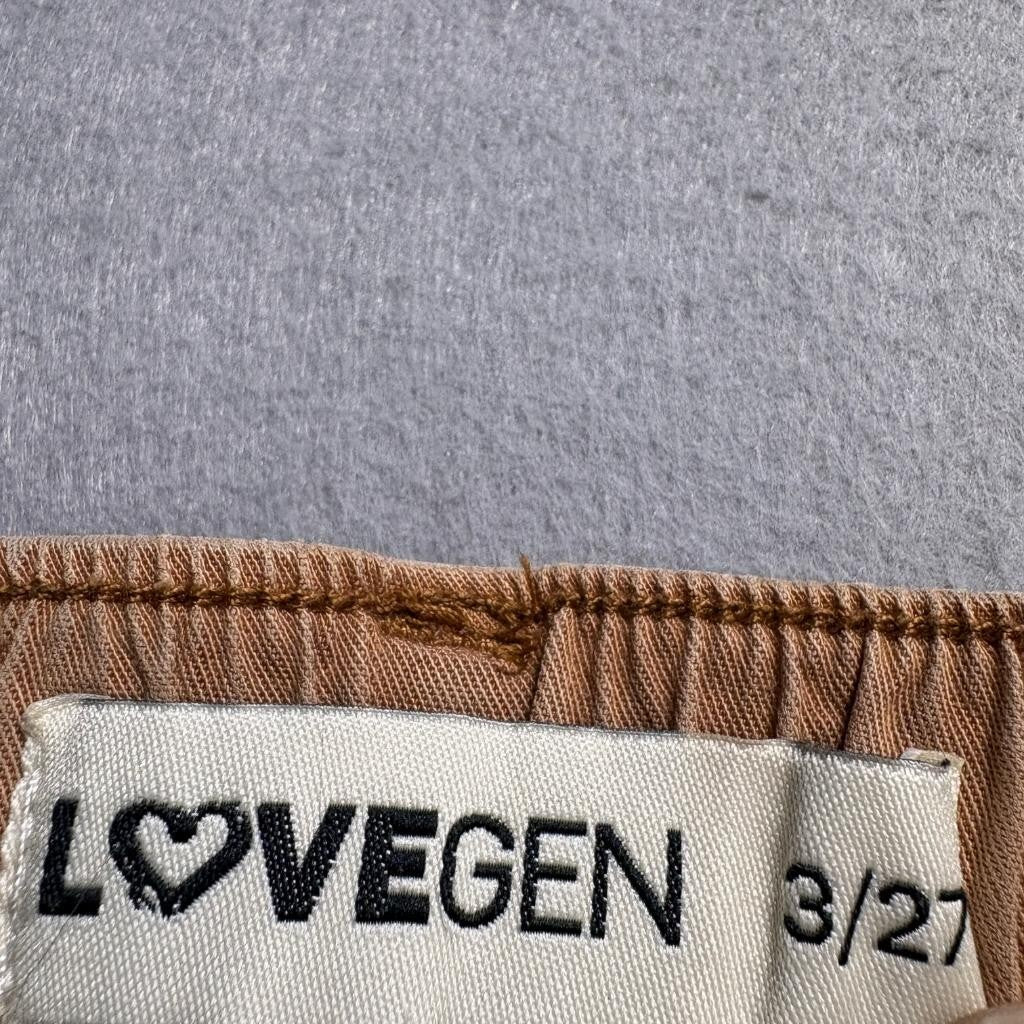 Lovegen Womens Cargo Pants Size 3/27 Brown Tencel Stretch Wide Leg Utility
