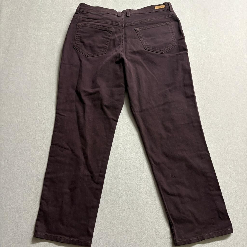 Gloria Vanderbilt Amanda Classic Tapered Pants Womens 14 Short Brown Stretch