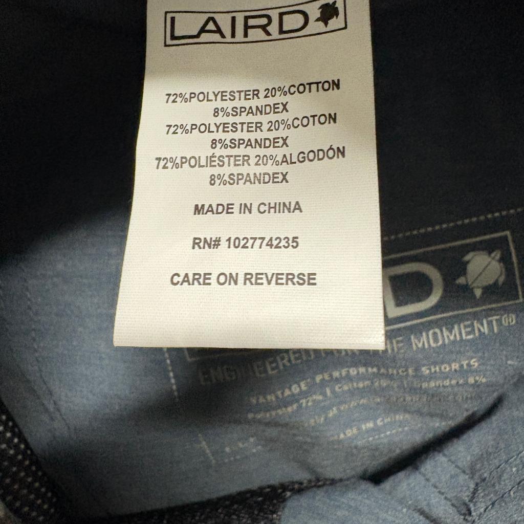 Laird Apparel Vantage Performance Board Shorts Mens 33 Blue Gray Swim Trunks