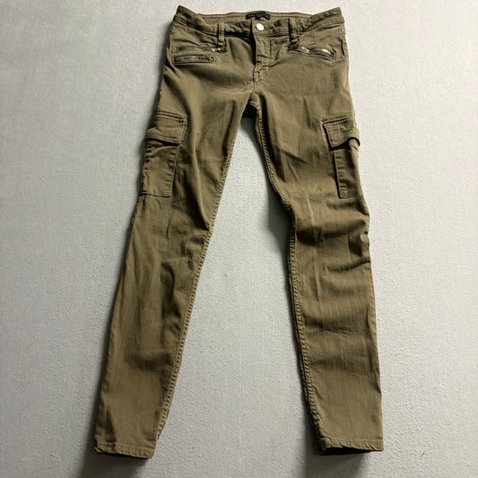 Sanctuary Skinny Cargo Pants Womens 27 Olive Green Utility Zipper Details