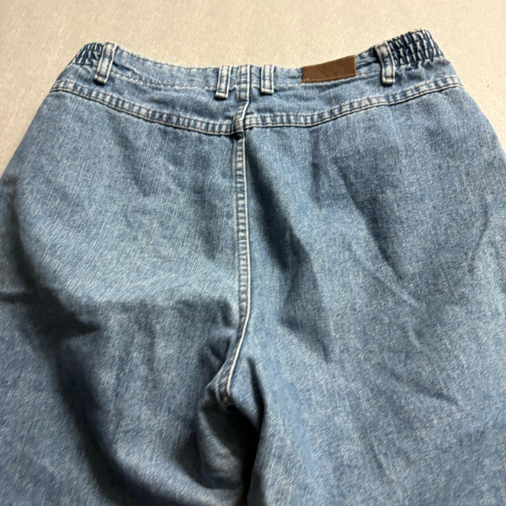 Vintage Lee Riveted High Rise Mom Jeans Womens 14 Medium Wash Elastic Waist