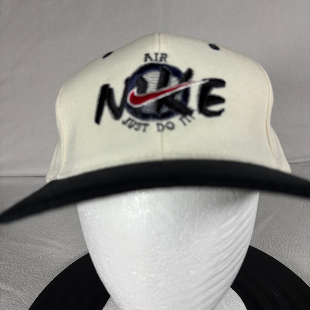 Vintage Nike Air Just Do It Snapback Hat Cap USA Wool Blend White Black Korea