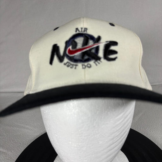 Vintage Nike Air Just Do It Snapback Hat Cap USA Wool Blend White Black Korea