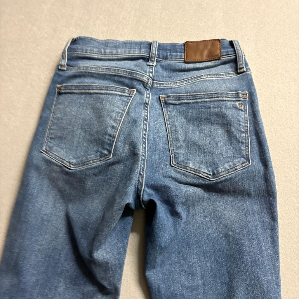 Madewell 9 Inch Mid Rise Skinny Jeans Womens 25 Distressed Raw Hem Blue Denim