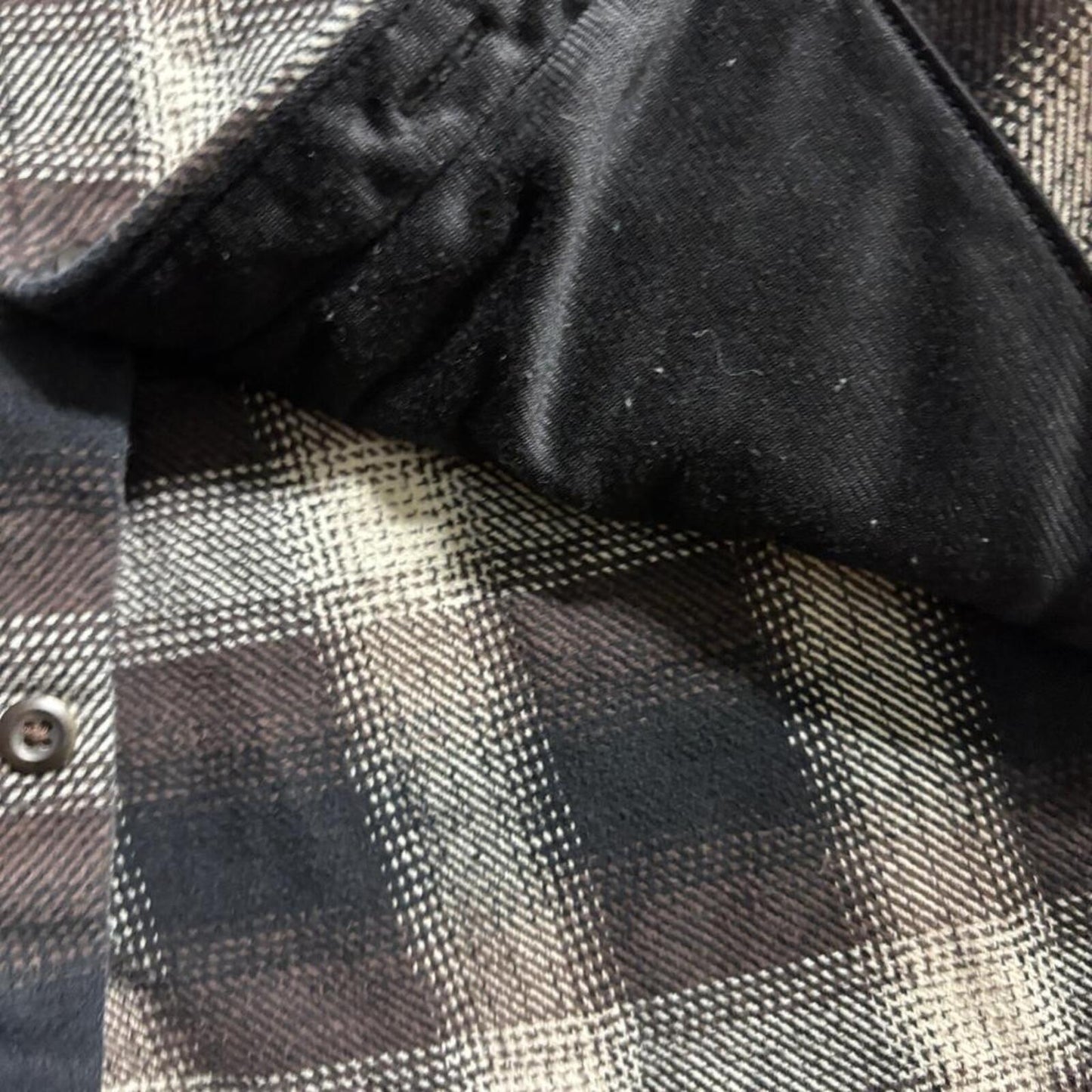 Orvis Flannel Shirt Mens Medium Brown Black Plaid Heavyweight Cotton Button Up