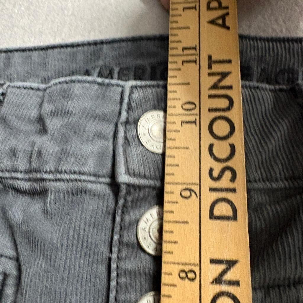 American Eagle Corduroy Pants Womens 4 Gray High Rise Flare Button Fly Stretch