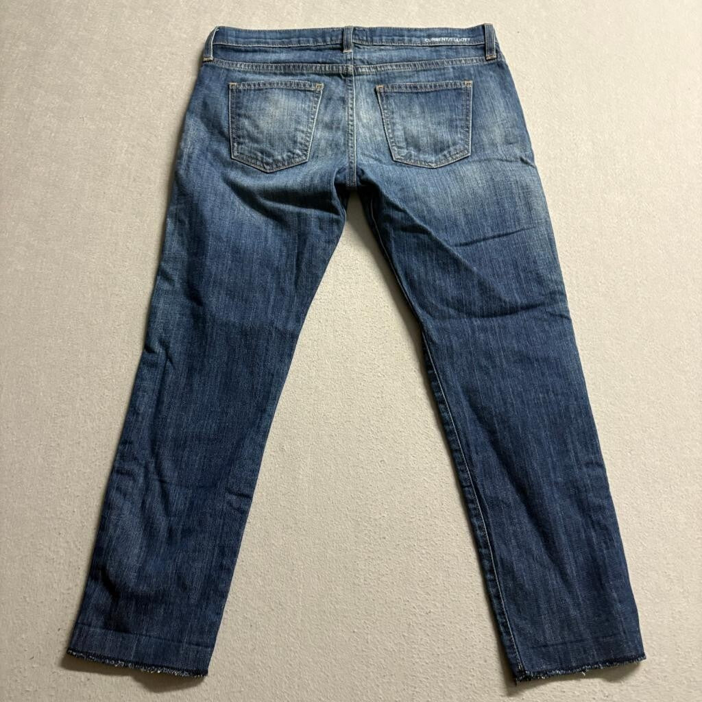 Current Elliott The Cropped Roller Jeans Womens Size 26 Wildcard Destroy Blue