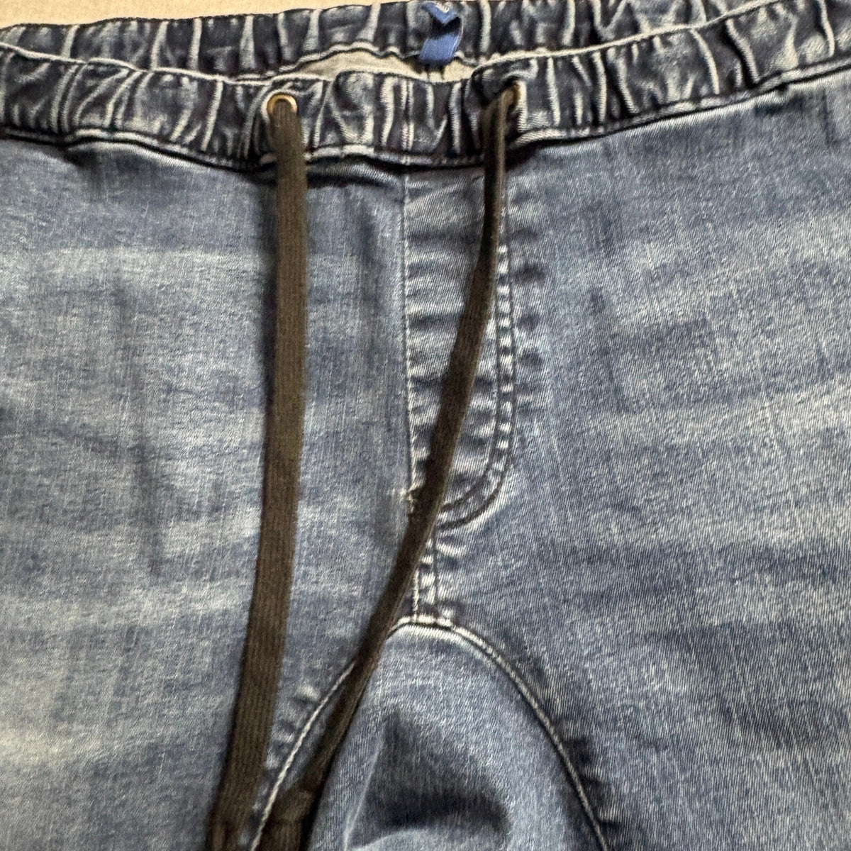 H&M Divided Mens Jogger Jeans Size 34 Blue Denim Elastic Drawstring Waist