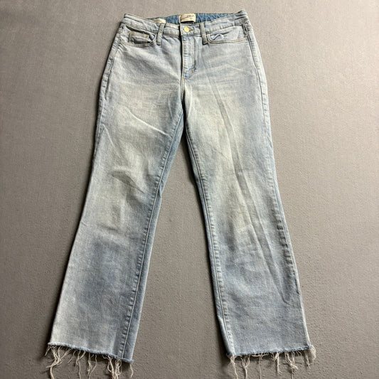 Universal Thread Ankle Bootcut Jeans Womens 6/R Light Wash Raw Hem Stretch Denim