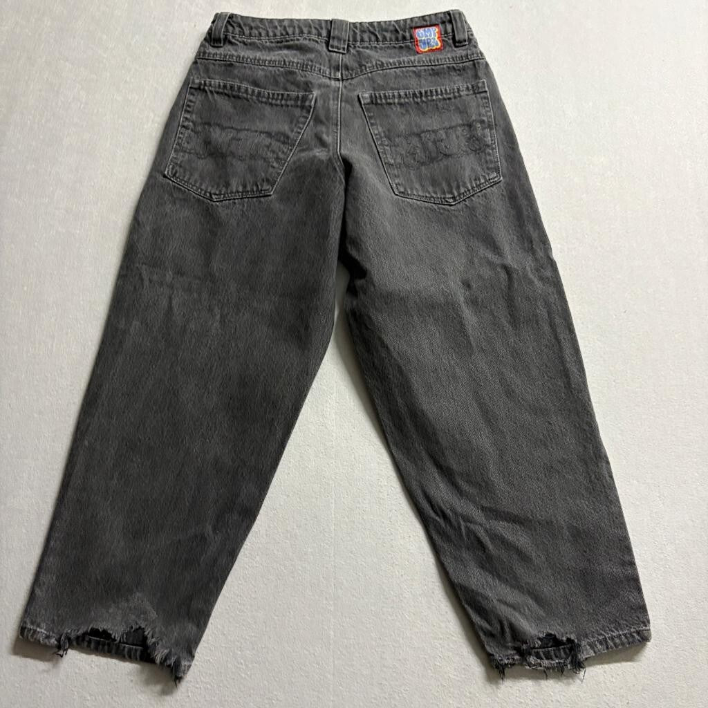 Grip Rap Jeans Womens 28 Black Denim Wide Leg Baggy Skate Y2K Grunge