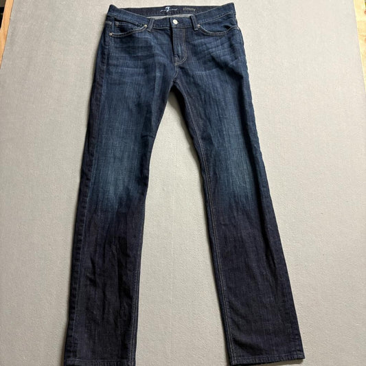 7 For All Mankind Slimmy Jeans Mens 32x31 Dark Wash Stretch Slim Straight Denim