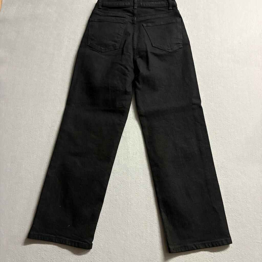 NA-KD Straight High Waist Cropped Jeans Womens Size 34 Black Denim