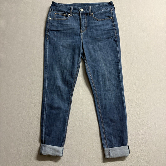 Seven7 High Rise Skinny Jeans Womens Size 8 Blue Denim Stretch Cuffed
