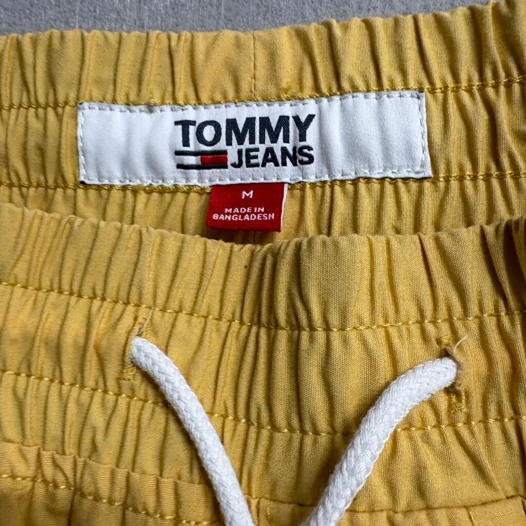 Tommy Jeans Womens Cargo Jogger Pants Medium Yellow Cotton Drawstring Utility
