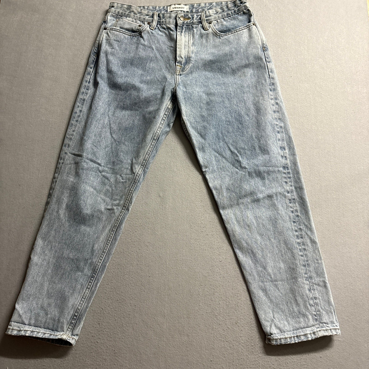 Venroy Mens Jeans Size 34 Light Blue Wash 100% Cotton Straight Leg Denim Pants