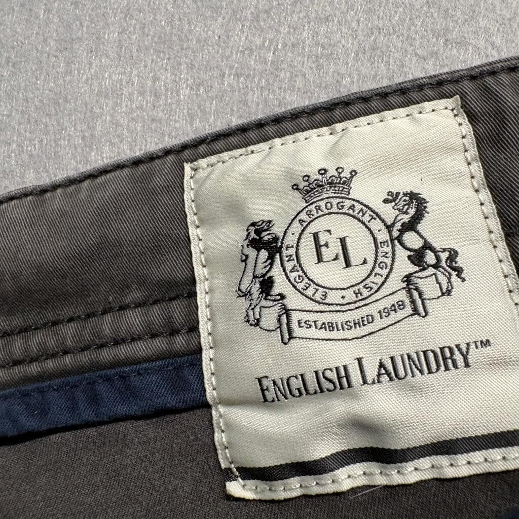 English Laundry Mens Pants 36x32 Gray Cotton Blend Stretch Straight Leg Chino
