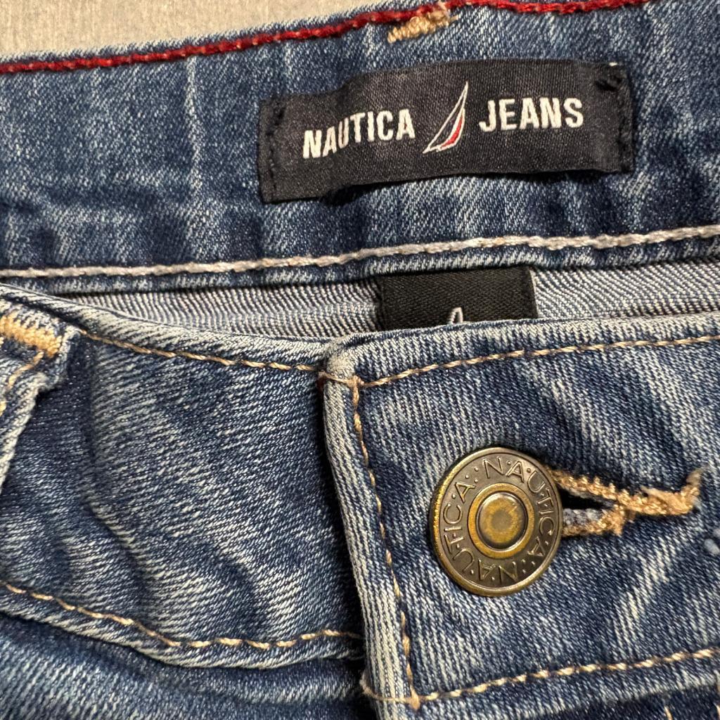 Nautica Jeans Womens Size 4 Blue Denim Stretch Raw Hem Ankle Skinny Jeans