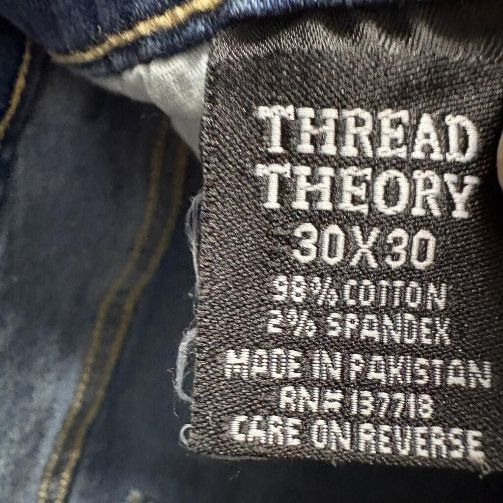 Thread Theory Slim Jeans Mens 30x30 Blue Cotton Stretch Denim Pants