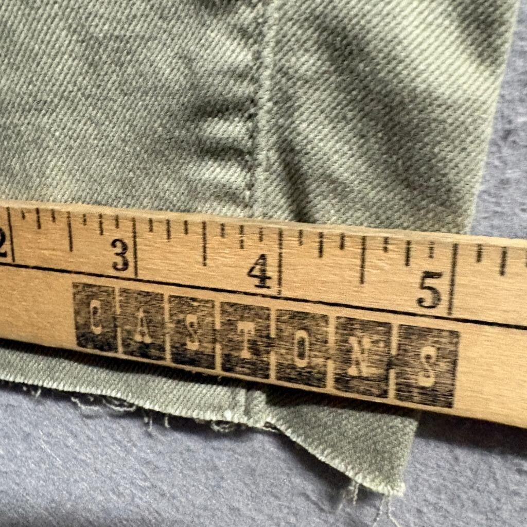 Zara Trafaluc Slim Jeans Womens 2 Green Olive Raw Hem Stretch Denim Pants
