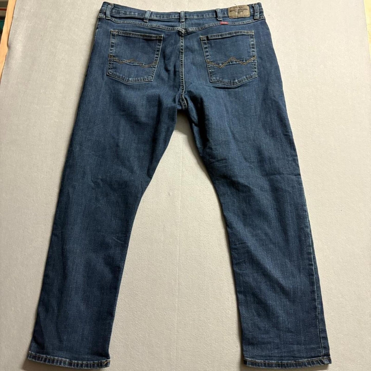 Wrangler Slim Straight Jeans Mens 42x30 Blue Stretch Denim Premium Quality