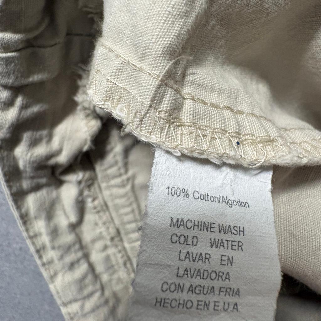 Forever 21 Womens Pants Large Beige Cotton Drawstring Wide Leg Utility Cargo Y2K