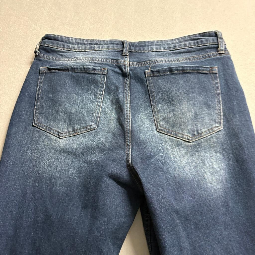 Abound Womens Blue Denim Jeans Size 32 Stretch Straight Leg Dark Wash
