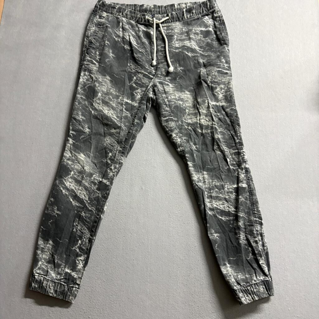 H&M Divided Mens Jogger Pants Size 32 Acid Wash Gray Elastic Waist Drawstring