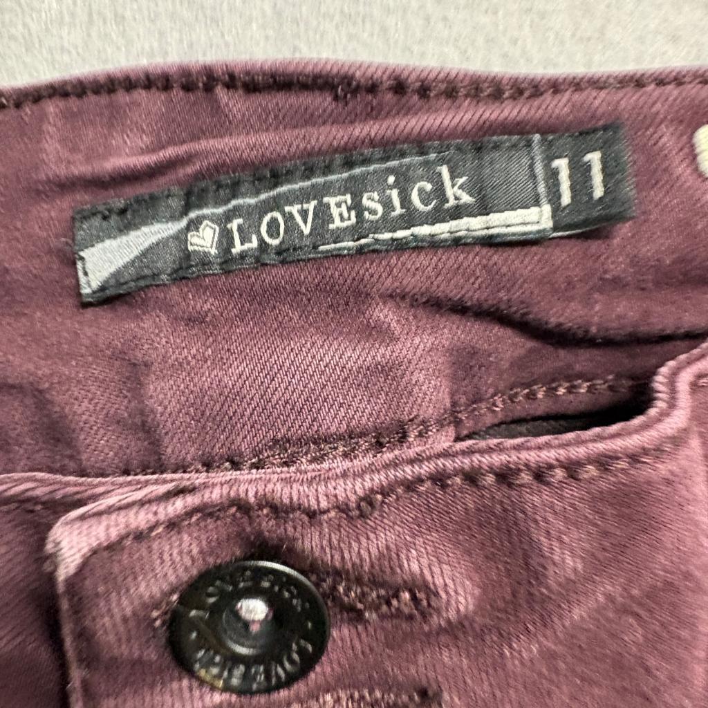 Lovesick Super Skinny Jeans Womens Size 11 Burgundy Maroon Stretch Denim