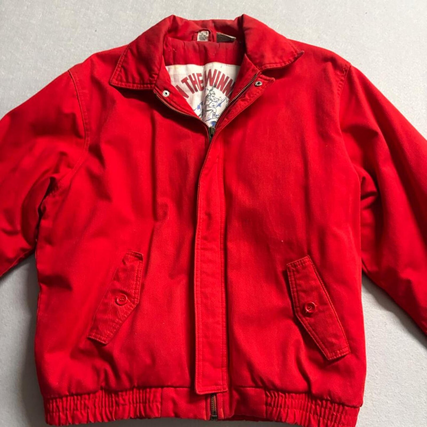 Vintage Stone Ridge Bomber Jacket Mens L Red Cotton Harrington Zip Up Taiwan